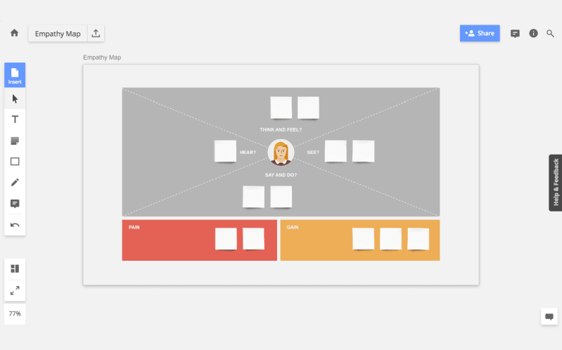 Mapa de empatia no Realtime Board