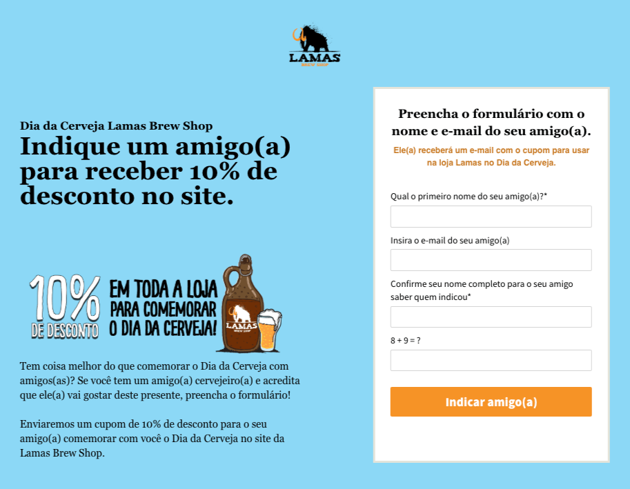 Imagem da Landing Page do Dia da Cerveja - Vendas por e-mail no e-commerce.